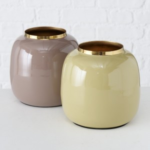 Vaza decorativa din metal Chiares Multicolor, Modele Asortate, Ø16xH17 cm