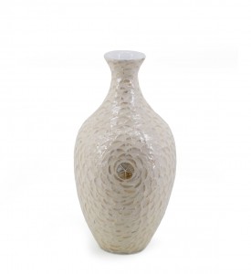 Vaza decorativa din sidef Small Mosaic Ivoir, Ø25xH47cm