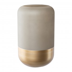 Vaza decorativa din sticla, Bilbao Grej / Auriu, Ø14xH24 cm