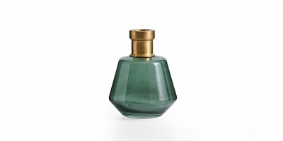 Vaza decorativa din sticla Logan Small Verde / Auriu, Ø13xH17 cm