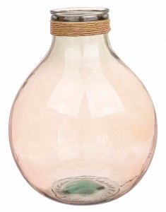 Vaza decorativa din sticla reciclata, Rotang C2 Roz Antic, Ø37xH47,5 cm