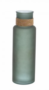 Vaza decorativa din sticla reciclata, Rotang Round L Verde Olive, Ø15xH45 cm