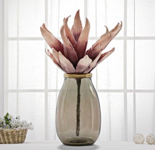 Vaza decorativa din sticla reciclata Roto Round Fumuriu, Ø18xH28 cm