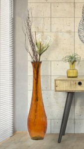 Vaza decorativa din sticla reciclata Slim Portocaliu, Ø25xH99 cm