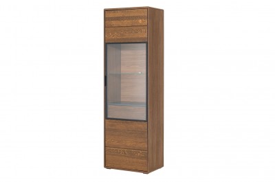 Vitrina din lemn si furnir, cu 1 sertar si 1 usa Bellis 11 Oak, l62xA42xH199 cm