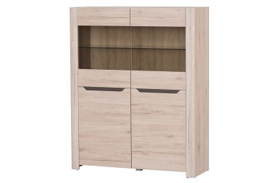 Vitrina din pal cu 2 usi Desjo 03 Small Stejar San Remo, l118xA42xH148 cm