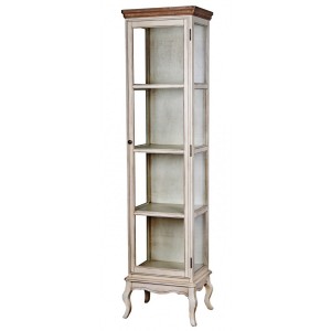 Vitrina din lemn de cauciuc si furnir, cu 1 usa Limena LI827 Ivory, l48xA36xH190 cm