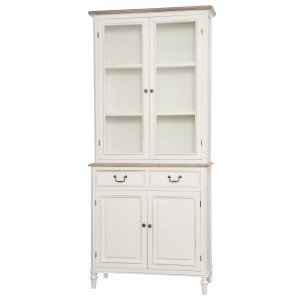 Vitrina din lemn de plop si MDF, cu 2 sertare si 4 usi Ravenna RA01 White, l90xA40xH200 cm