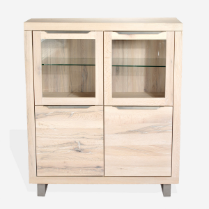 Vitrina din lemn de stejar salbatic, cu 4 usi Praga, l120xA50xH140 cm