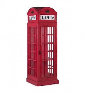 Vitrina din lemn si sticla, cu 1 usa Telephone Large Rosu, l60xA60xH185 cm