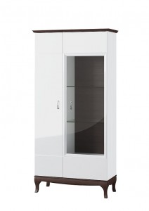 Vitrina din MDF si furnir, cu 2 usi Massimo 12 White / Mocha, l101,5xA42xH206 cm