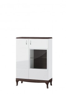 Vitrina din MDF si furnir, cu 2 usi Massimo 15 White / Mocha, l97,4xA42xH138 cm