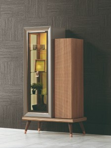 Vitrina din pal cu 2 usi Toscana Dore Gri / Natural, l85xA43xH157 cm