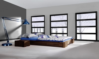 Pat din lemn masiv de fag Bit Frame nuc