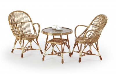 Masa din rachita Wallonia Natural, Ø65xh62 cm