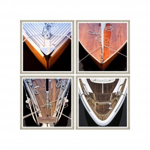 Tablou 4 piese Framed Art Wood Boat Fronts