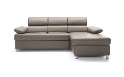 Coltar tapitat cu piele Yuppie Brown cu sezlong pe dreapta